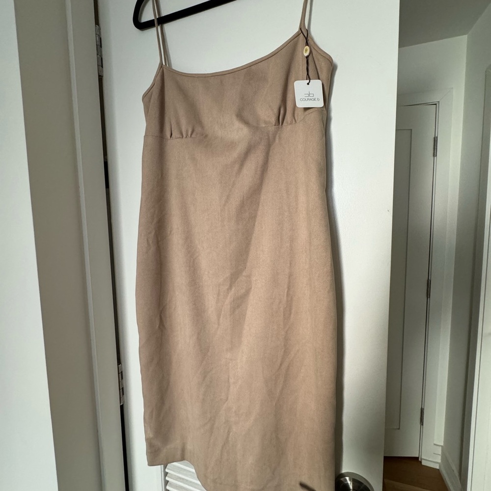 Cynthia Steffe | Mid Length Suede Beige Dress | Size L